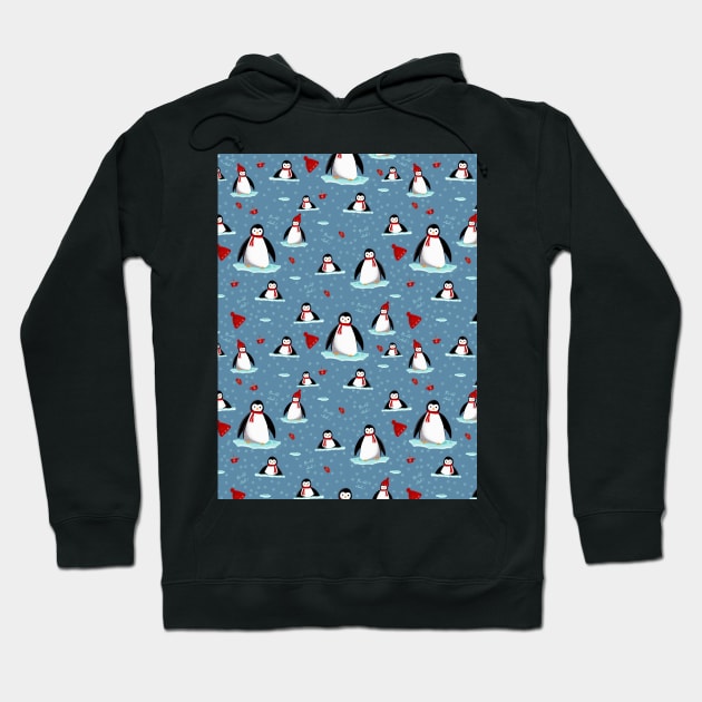 it's cold outside penguins seamless pattern light blue Hoodie by Arch4Design